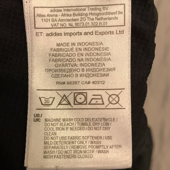 adidas Black & with White Pin Stripes Swim Trunks Size M  #334 - Picture 5 of 8